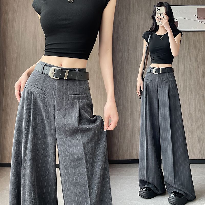Stripe summer casual pants slim wide leg pants for women