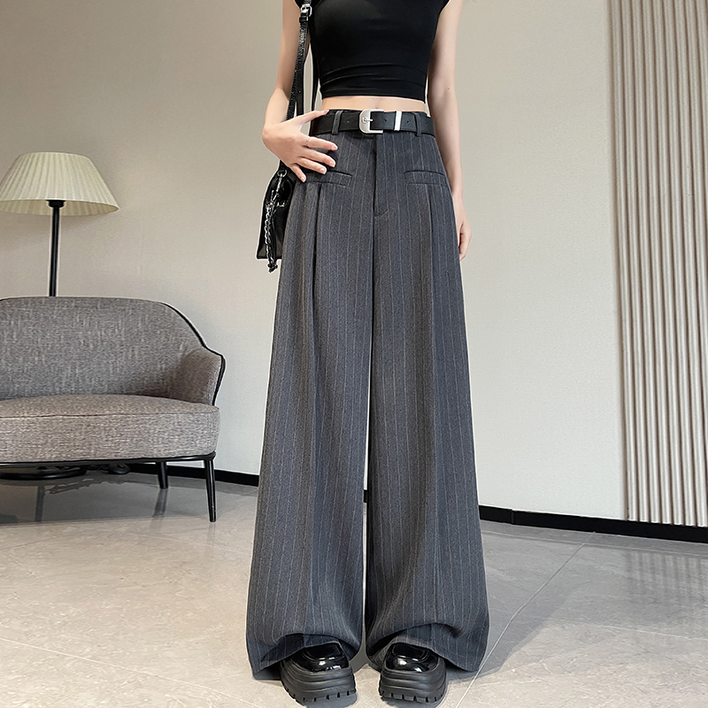 Stripe summer casual pants slim wide leg pants for women