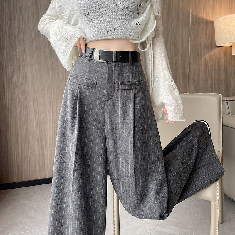 Stripe summer casual pants slim wide leg pants for women