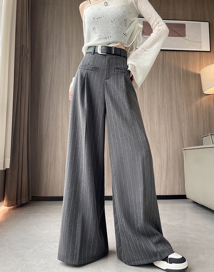 Stripe summer casual pants slim wide leg pants for women