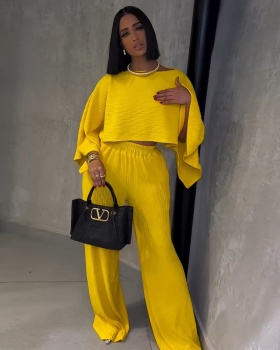 Casual tops fashion long pants 2pcs set for women
