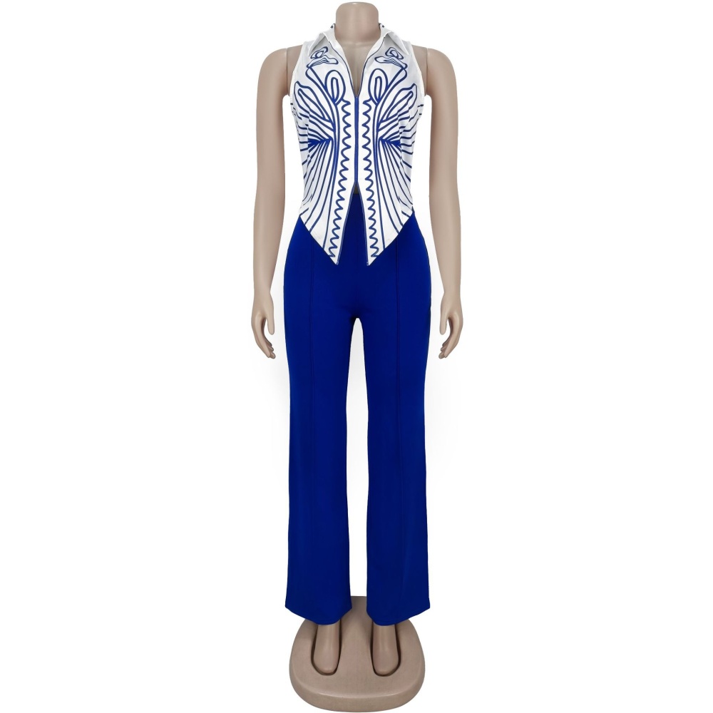 Fashion long pants elegant tops 2pcs set for women