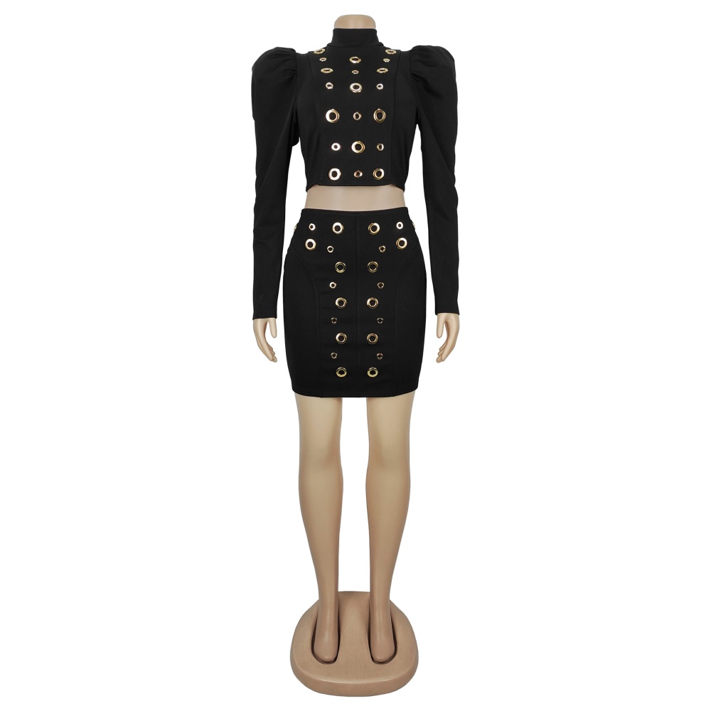 European style short skirt tops 2pcs set for women