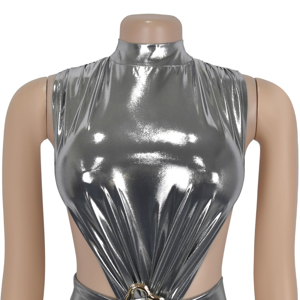 Sexy high collar elegant European style fashion split dress