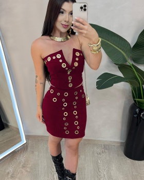 Fashion short skirt wrapped chest tops a set