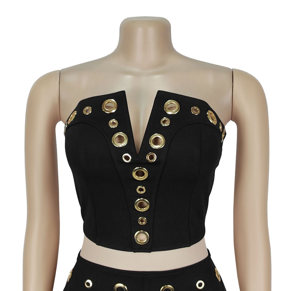 Fashion short skirt wrapped chest tops a set