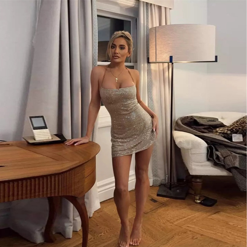Halter T-back European style dress for women