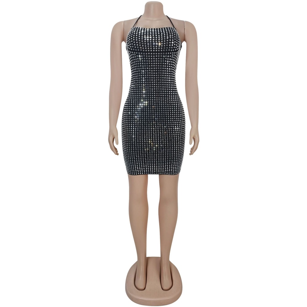 Halter T-back European style dress for women