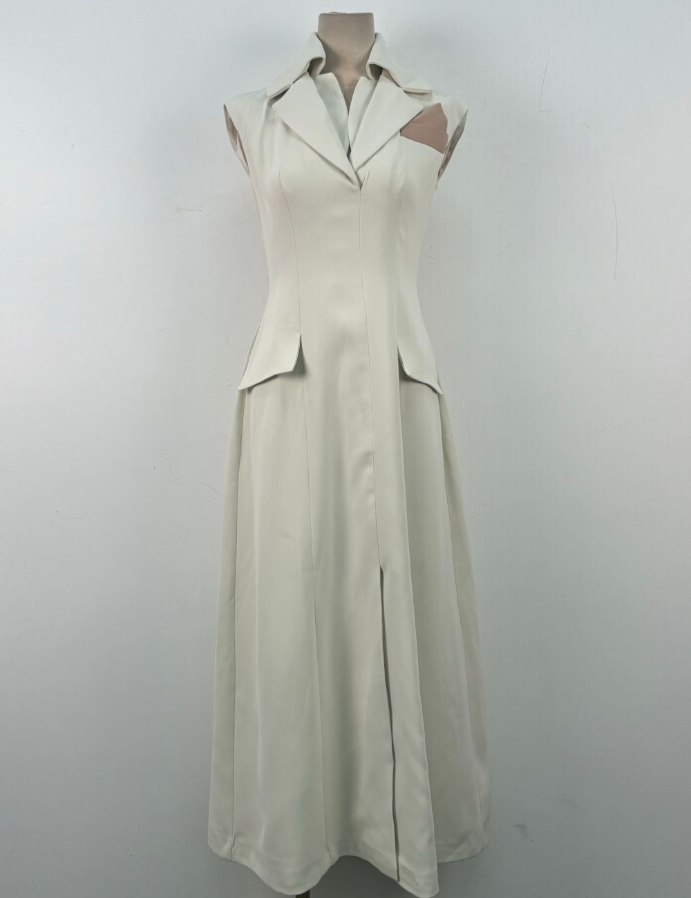 Commuting niche lapel dress pinched waist temperament long dress