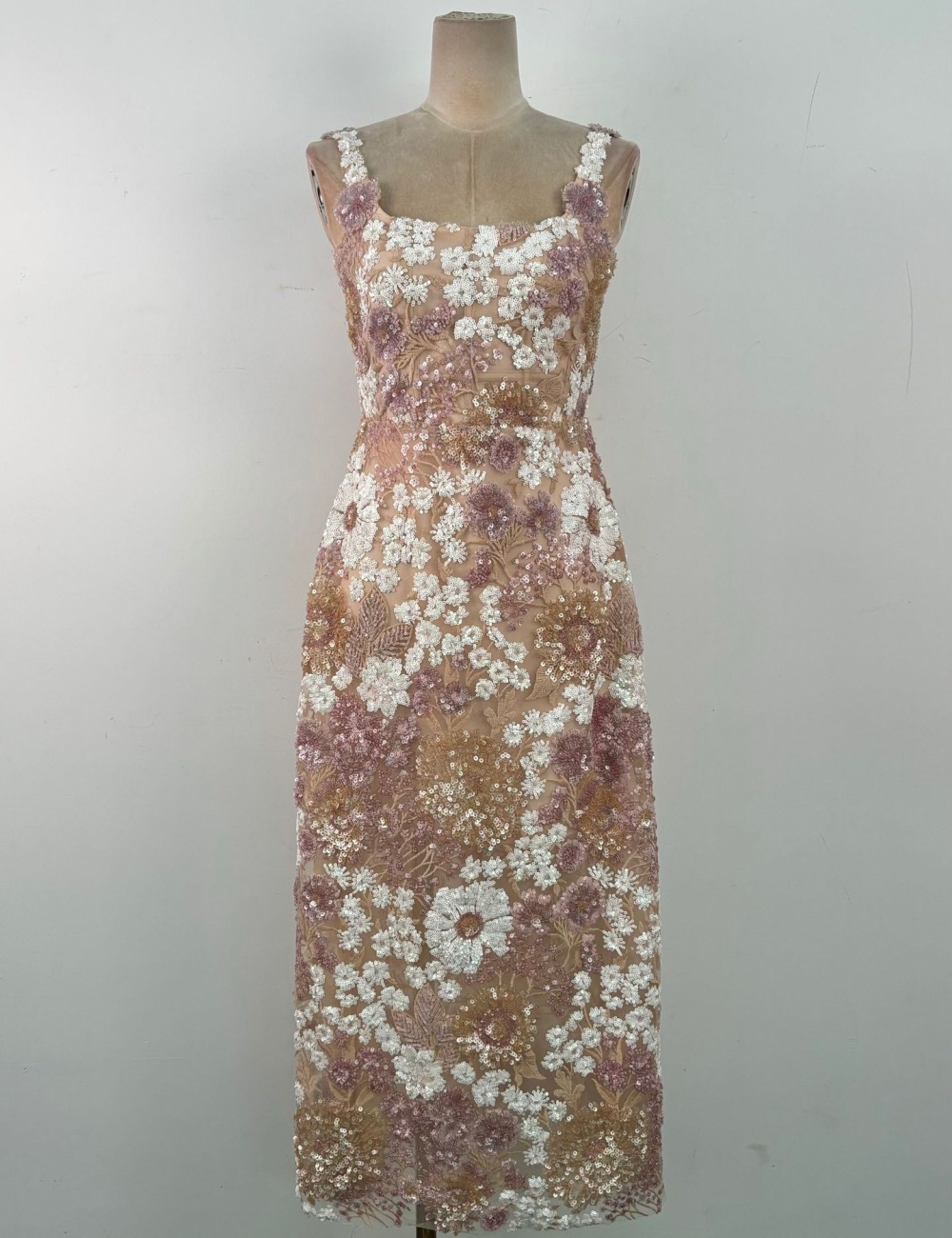 Flowers sling lace long dress temperament sequins dress