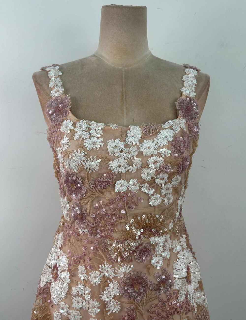 Flowers sling lace long dress temperament sequins dress
