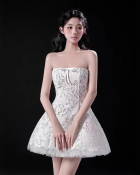 Sling lace wrapped chest dress flowers splice T-back