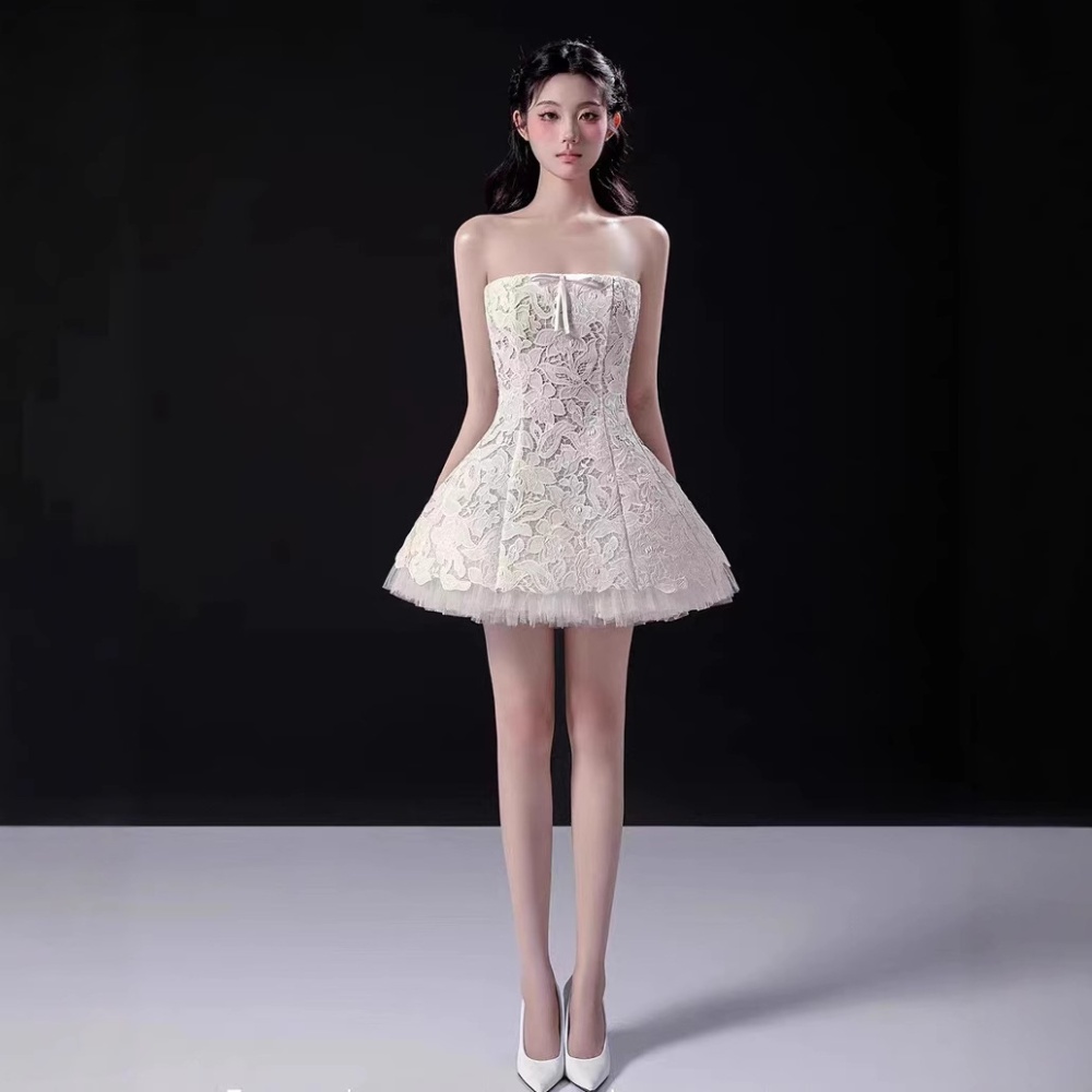 Sling lace wrapped chest dress flowers splice T-back