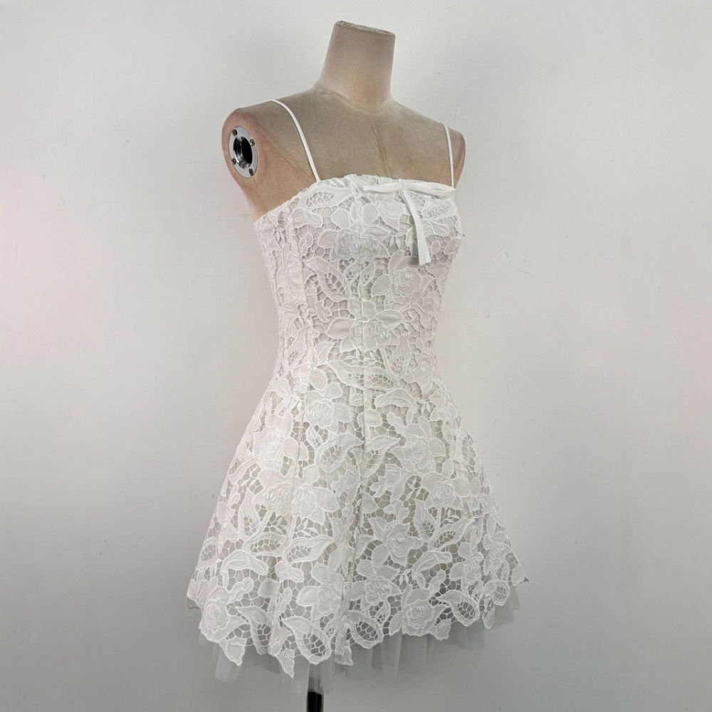 Sling lace wrapped chest dress flowers splice T-back