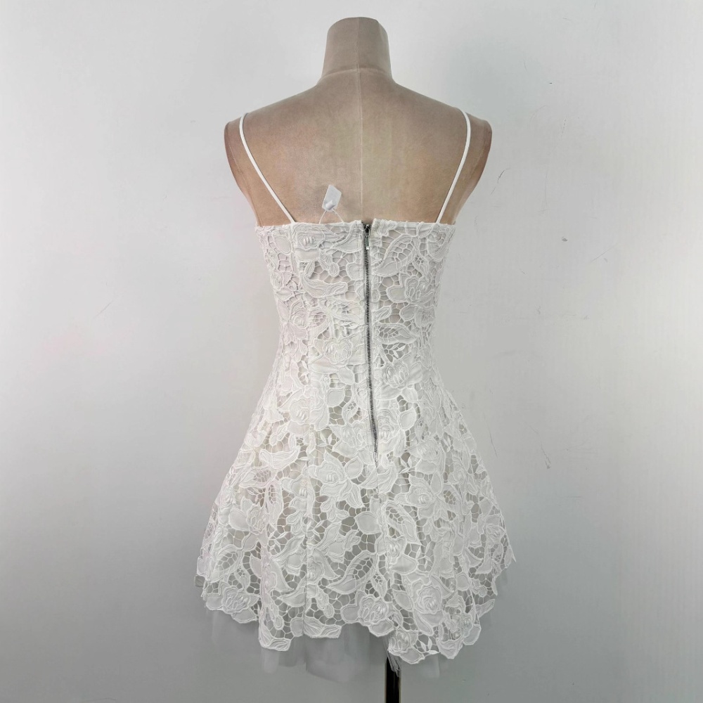 Sling lace wrapped chest dress flowers splice T-back