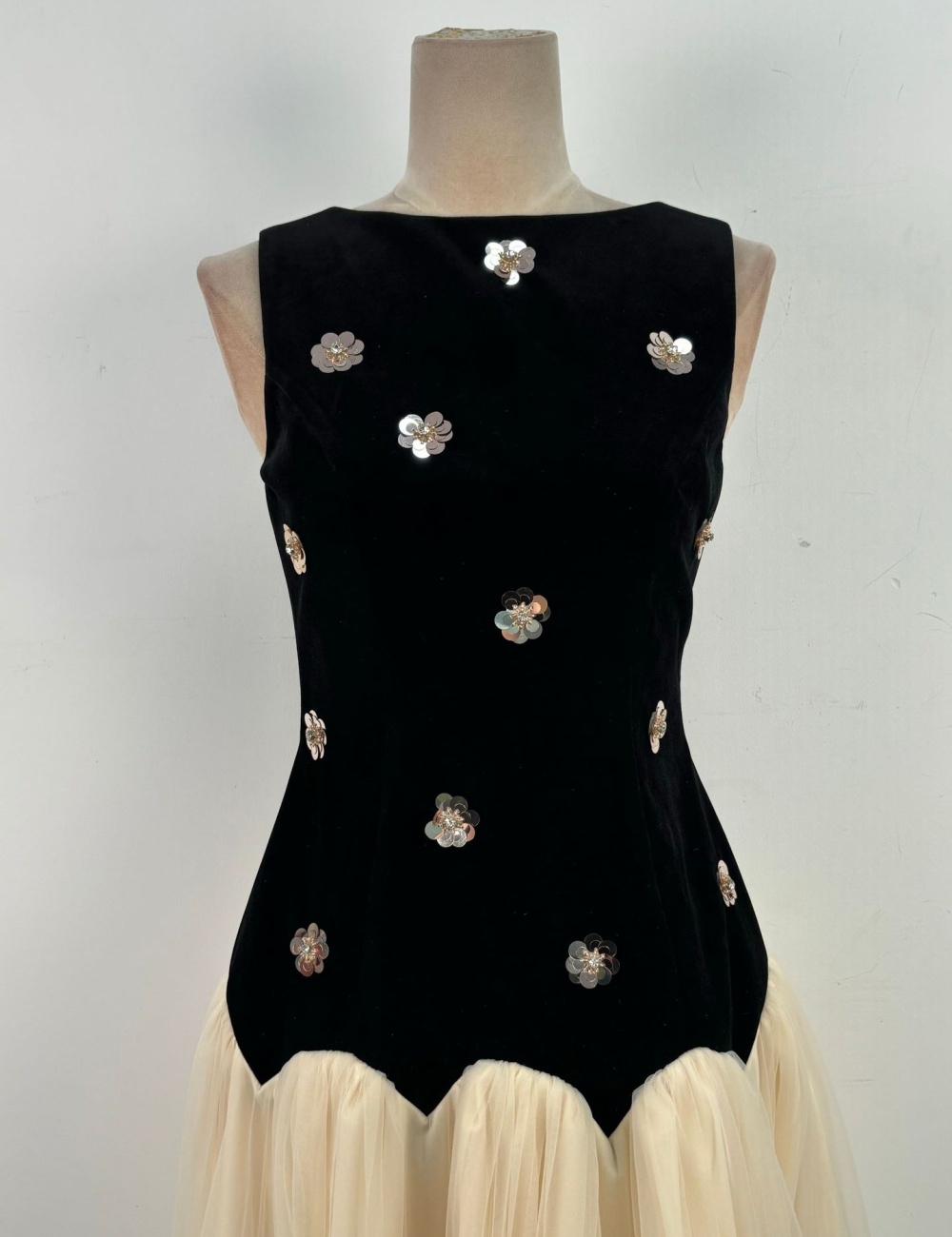 Splice niche long dress pinched waist flowers dress