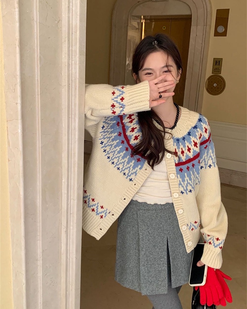 Retro sweater national style cardigan for women