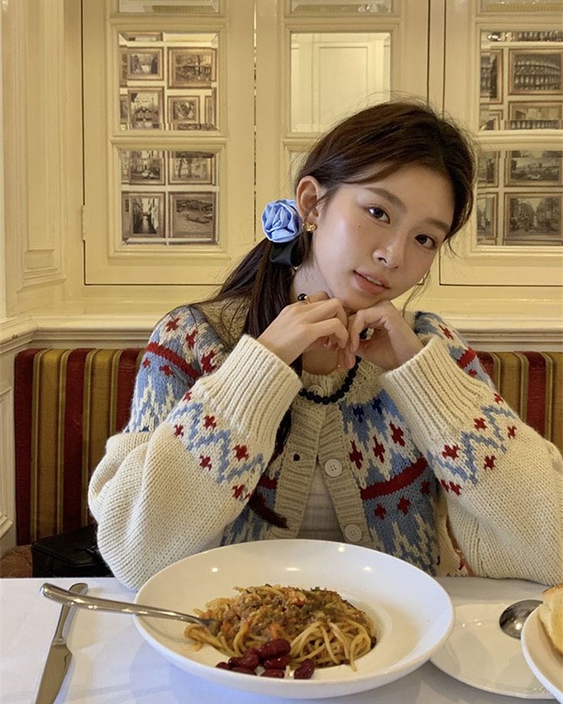Retro sweater national style cardigan for women