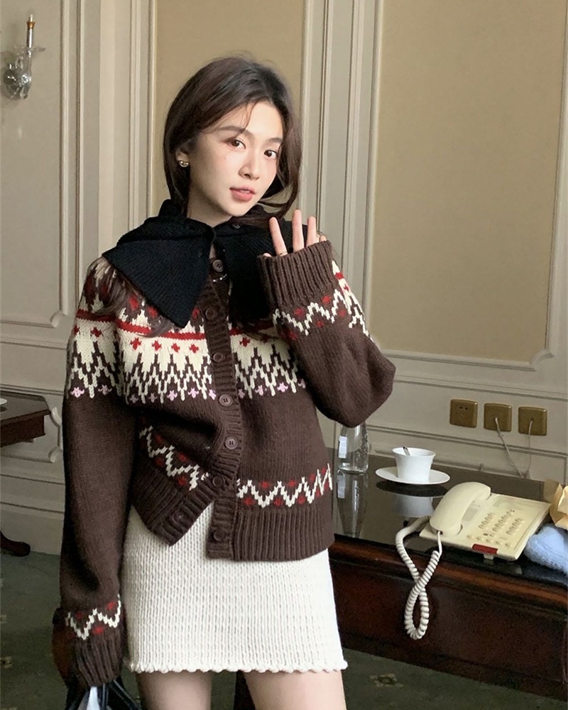 Retro sweater national style cardigan for women
