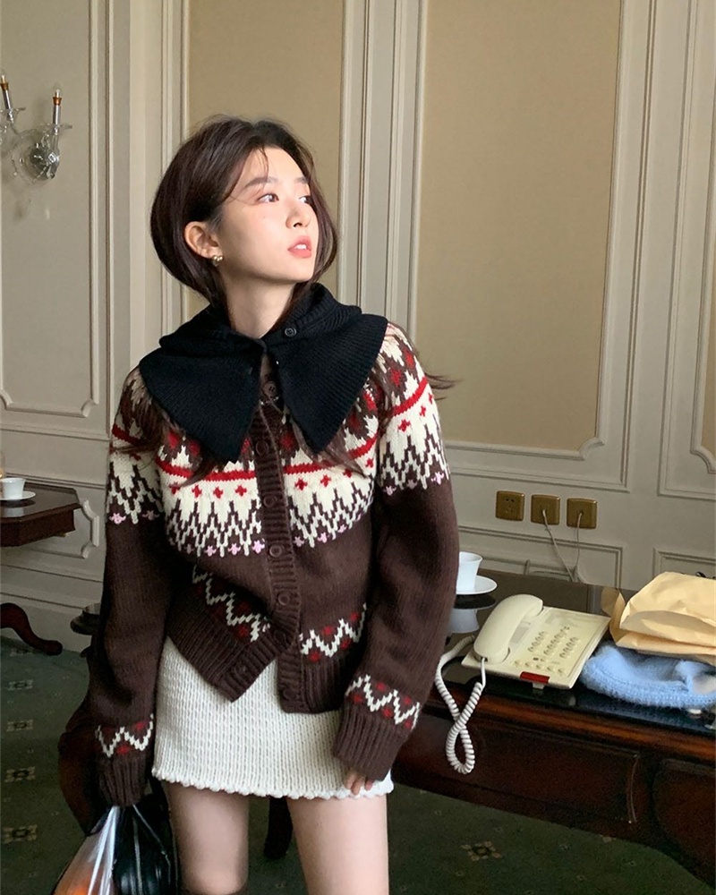 Retro sweater national style cardigan for women