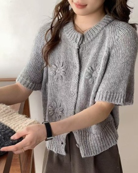 Mohair short sleeve cardigan autumn tops for women