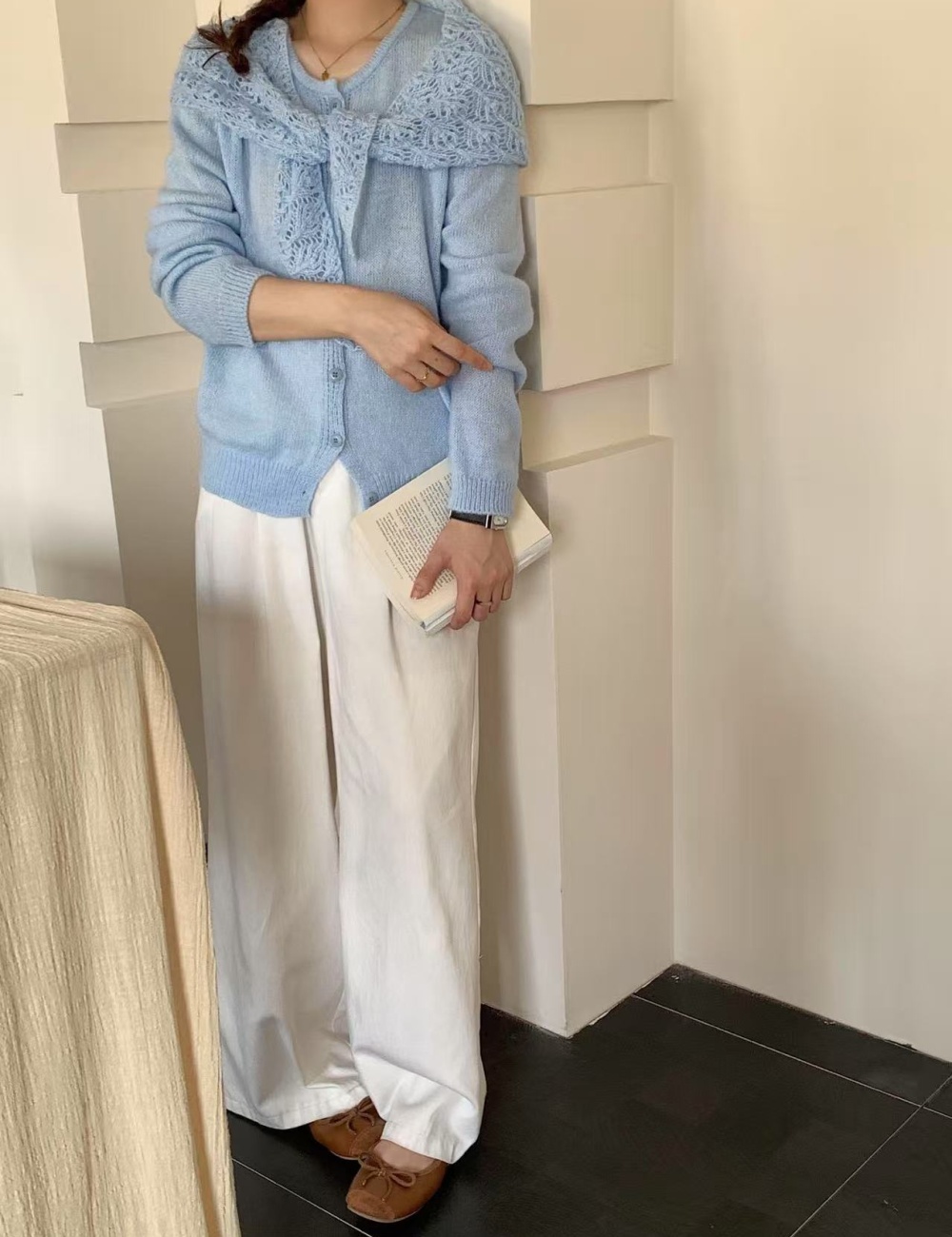Lazy pure sweater autumn loose scarves