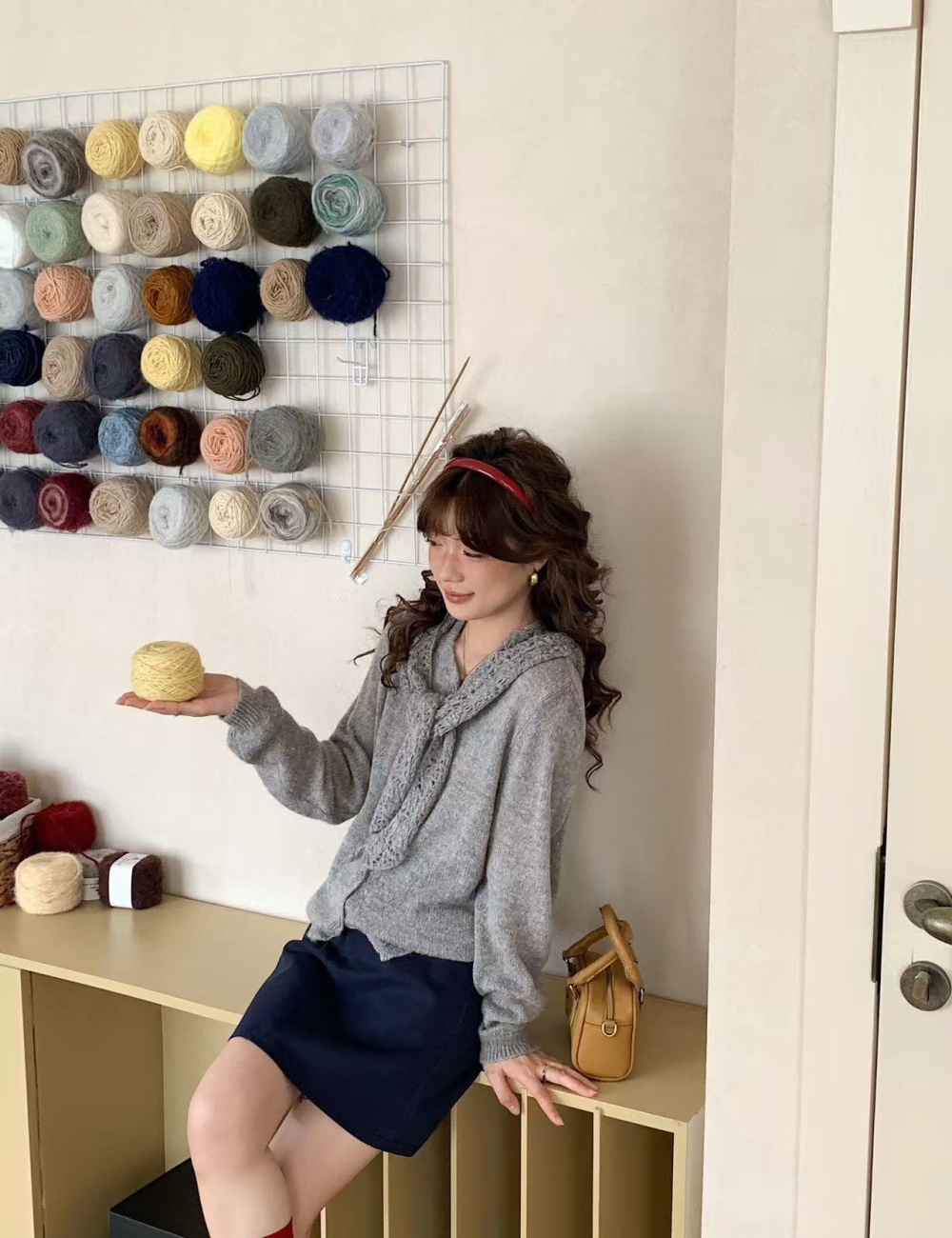 Lazy pure sweater autumn loose scarves