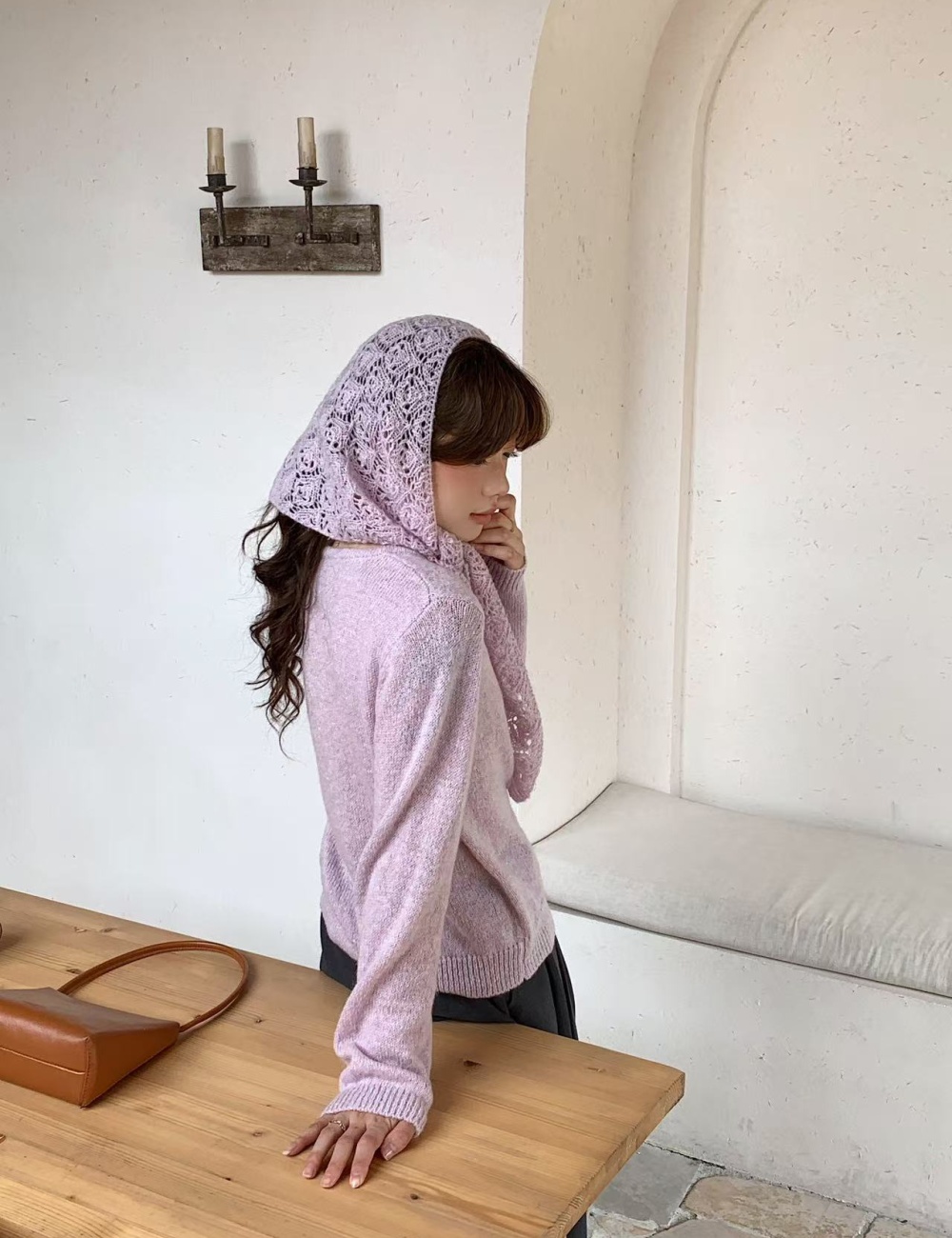 Lazy pure sweater autumn loose scarves