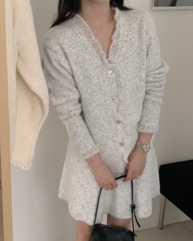 Sweet autumn fashion sweater lazy Korean style slim skirt 2pcs set
