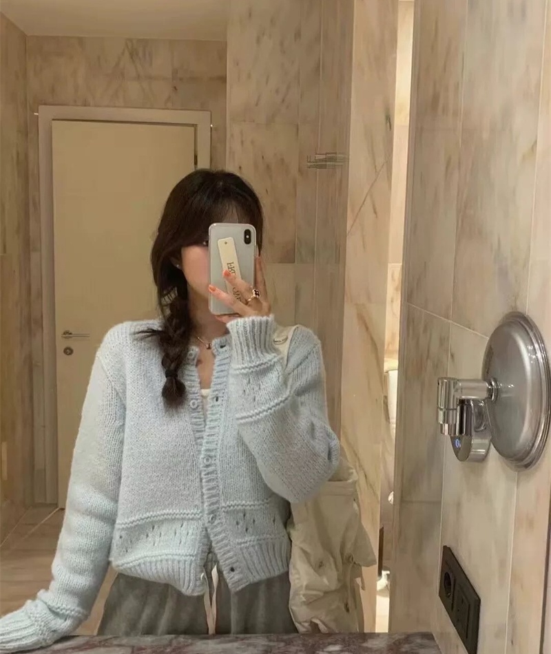 Loose Korean style coat autumn hollow cardigan for women