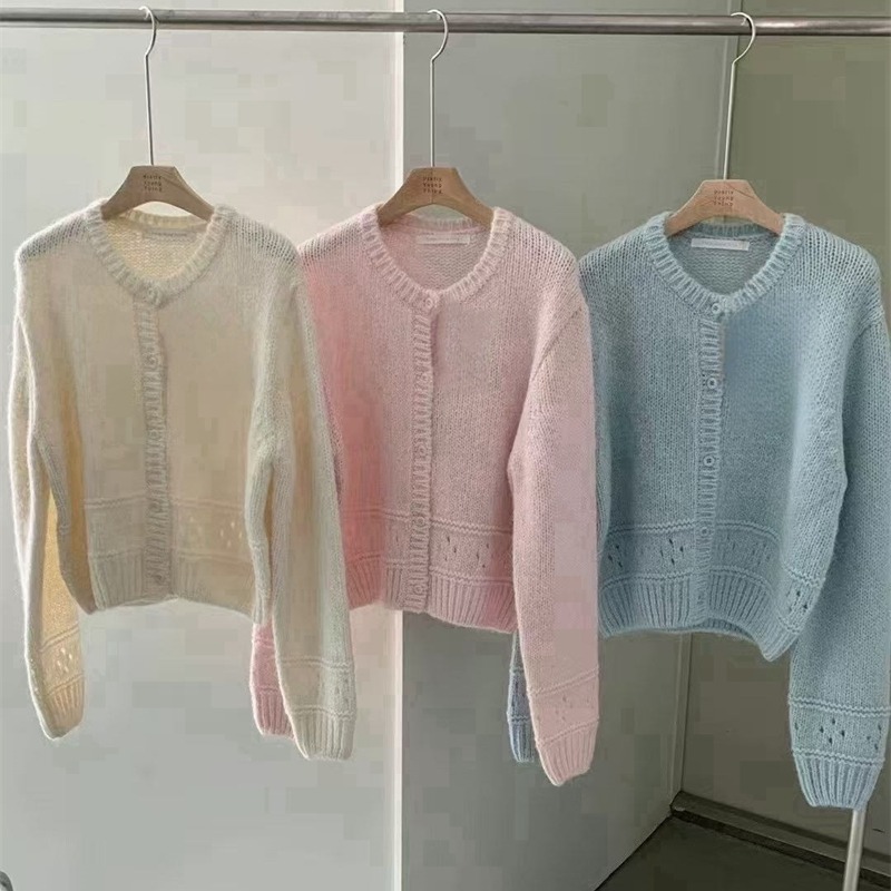 Loose Korean style coat autumn hollow cardigan for women