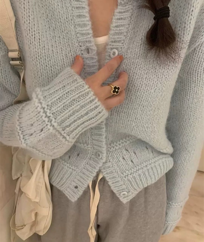 Loose Korean style coat autumn hollow cardigan for women