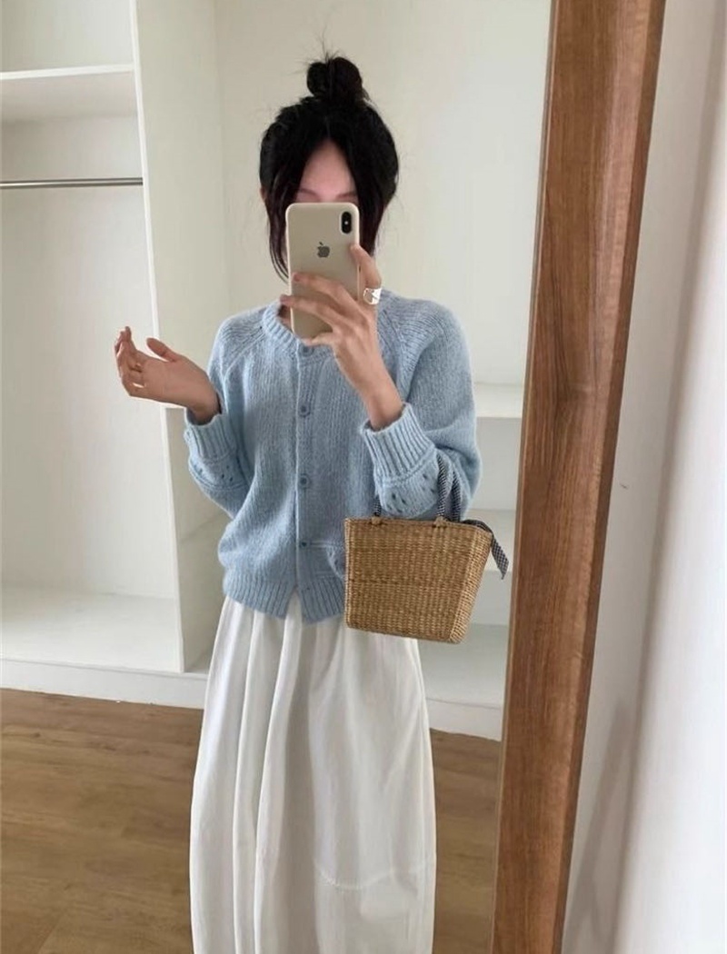 Loose Korean style coat autumn hollow cardigan for women