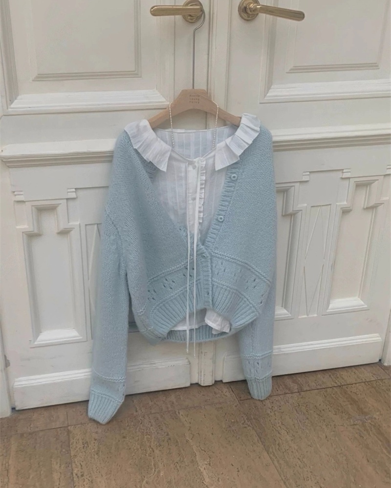 Loose Korean style coat autumn hollow cardigan for women