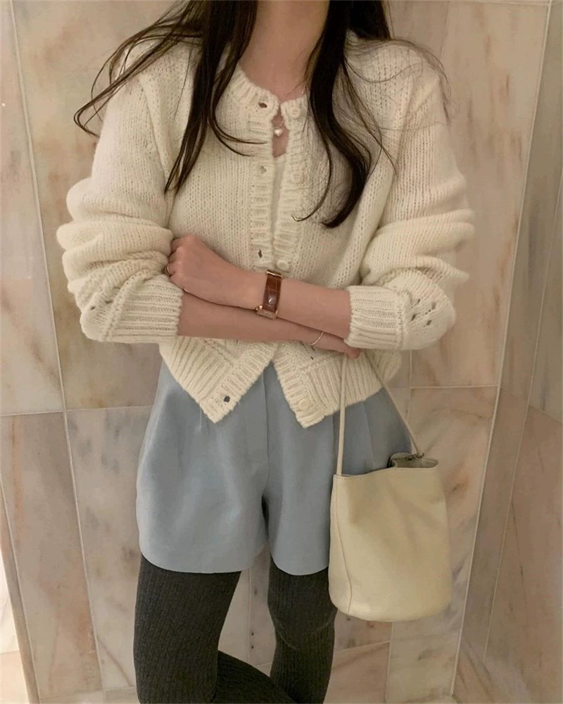 Loose Korean style coat autumn hollow cardigan for women