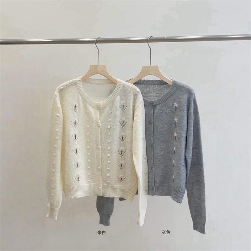 Very thin stereoscopic sweater hook flower cardigan