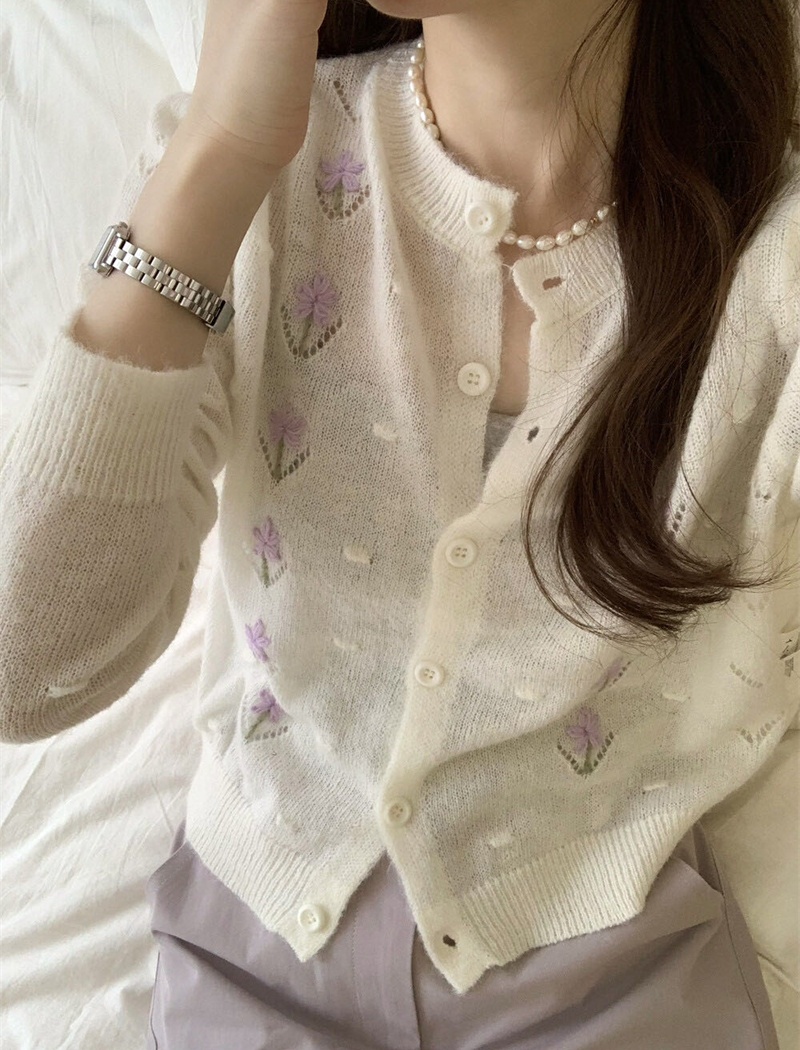 Very thin stereoscopic sweater hook flower cardigan