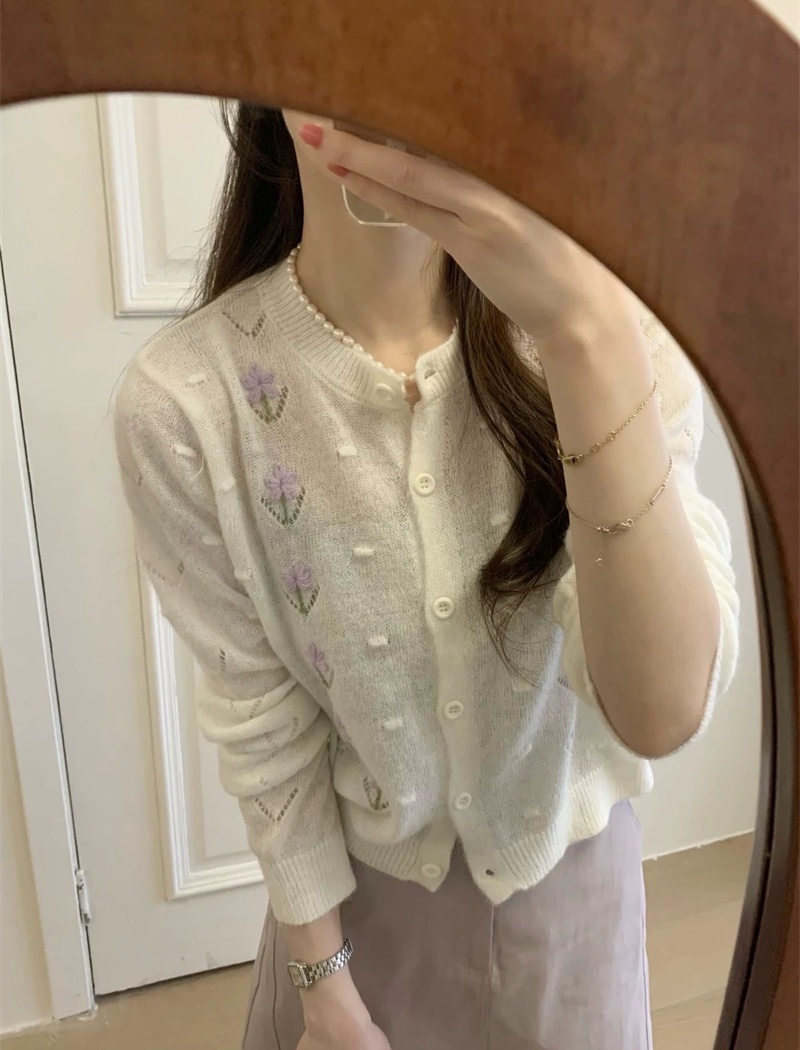 Very thin stereoscopic sweater hook flower cardigan