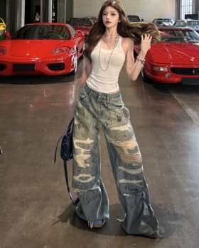 Low-waist loose spicegirl tops sexy slim jeans for women