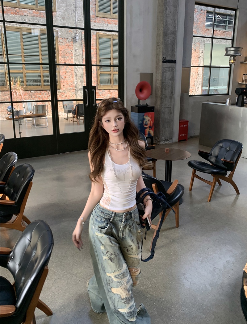 Low-waist loose spicegirl tops sexy slim jeans for women