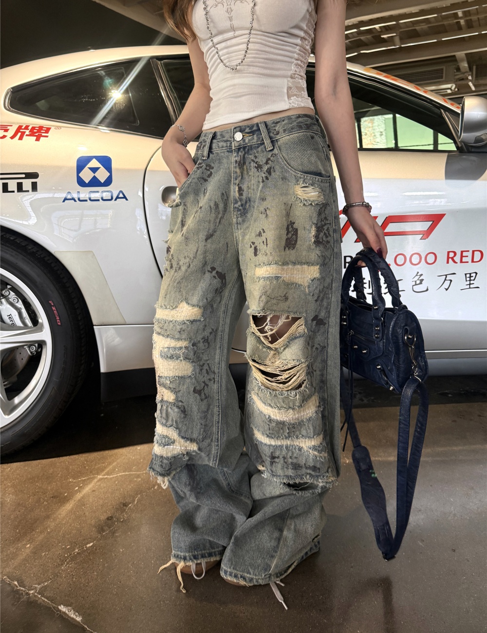Low-waist loose spicegirl tops sexy slim jeans for women