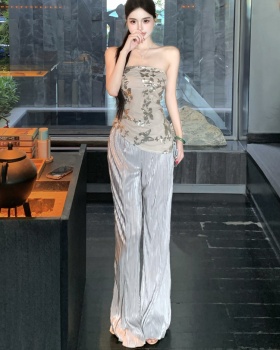 Sequins strapless drape pants romantic enticement vest a set