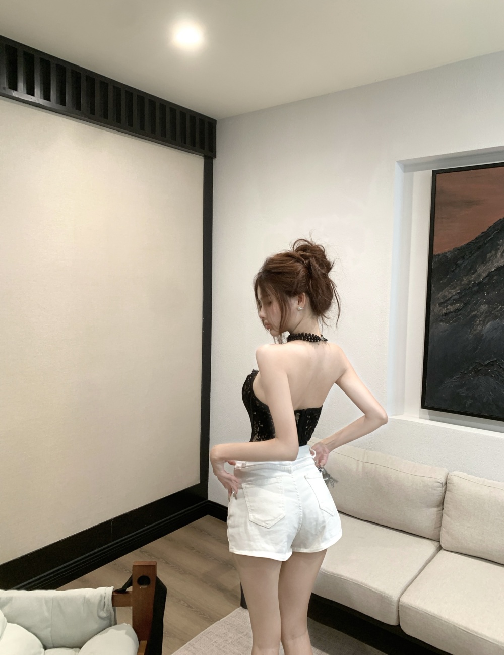 Sexy wrapped chest spicegirl lace tops for women