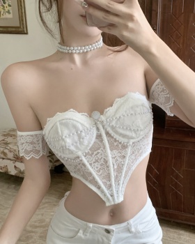 Fashion short lace spicegirl wrapped chest tops for women