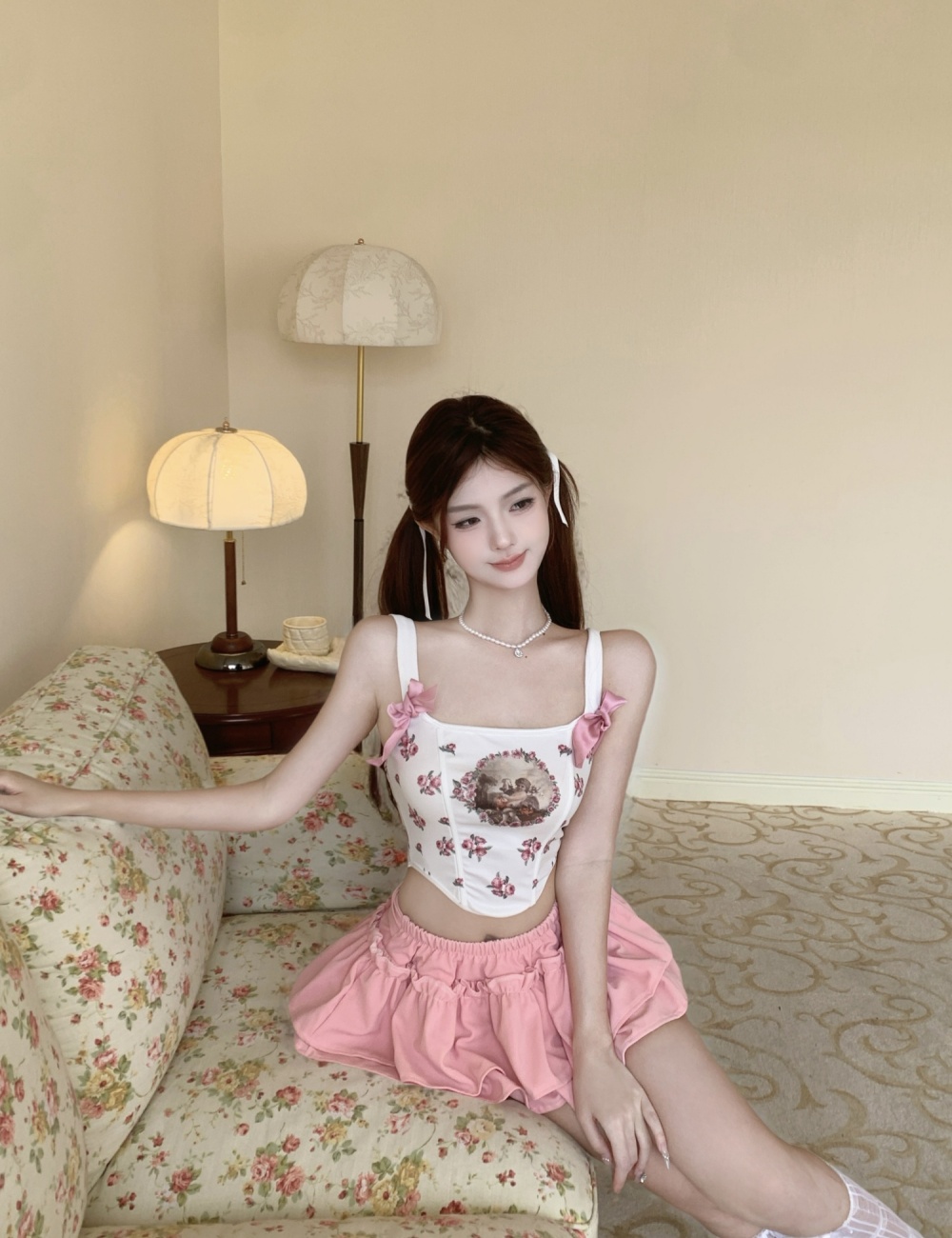 Fashion spicegirl short small sling sweet slim tops for women