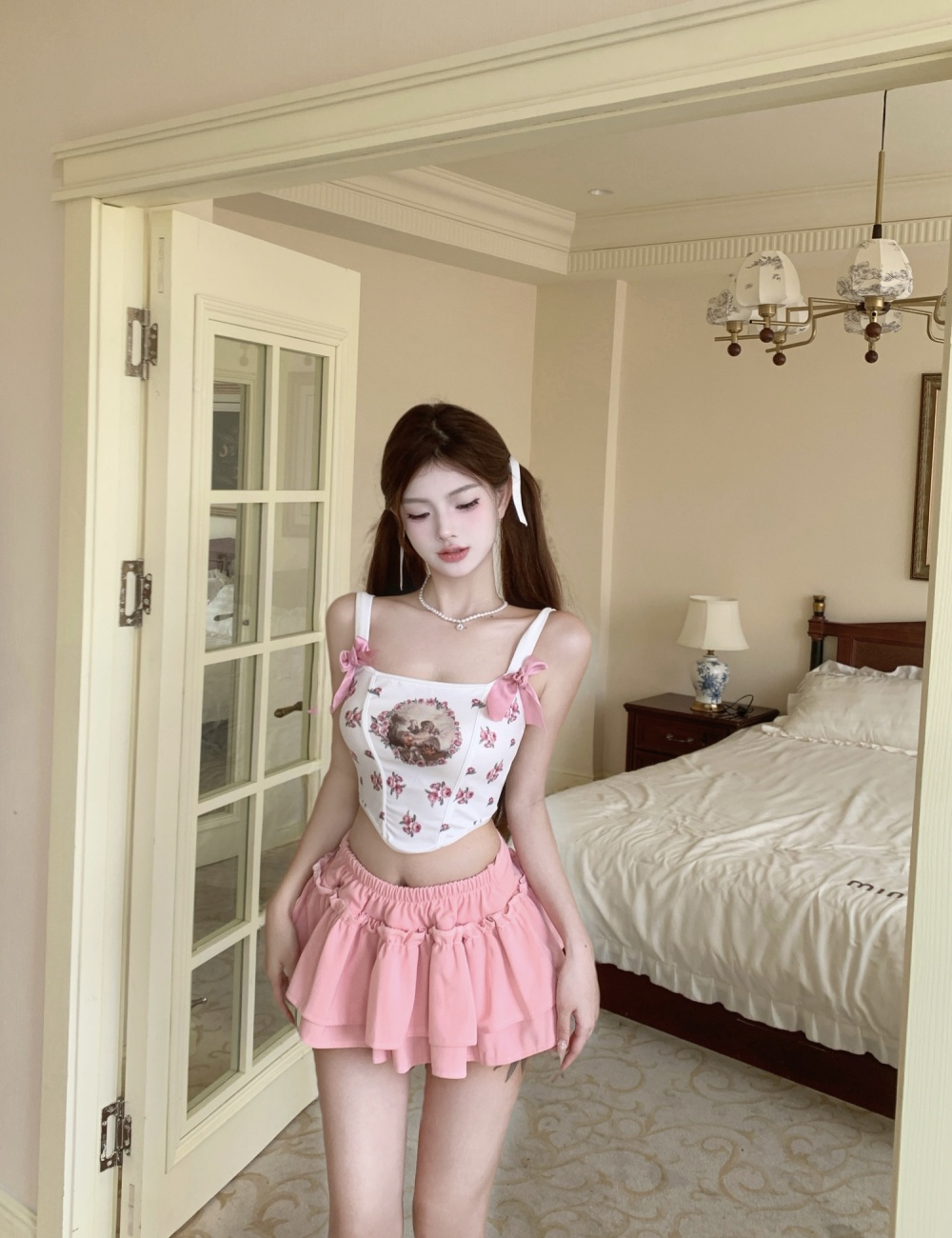 Fashion spicegirl short small sling sweet slim tops for women