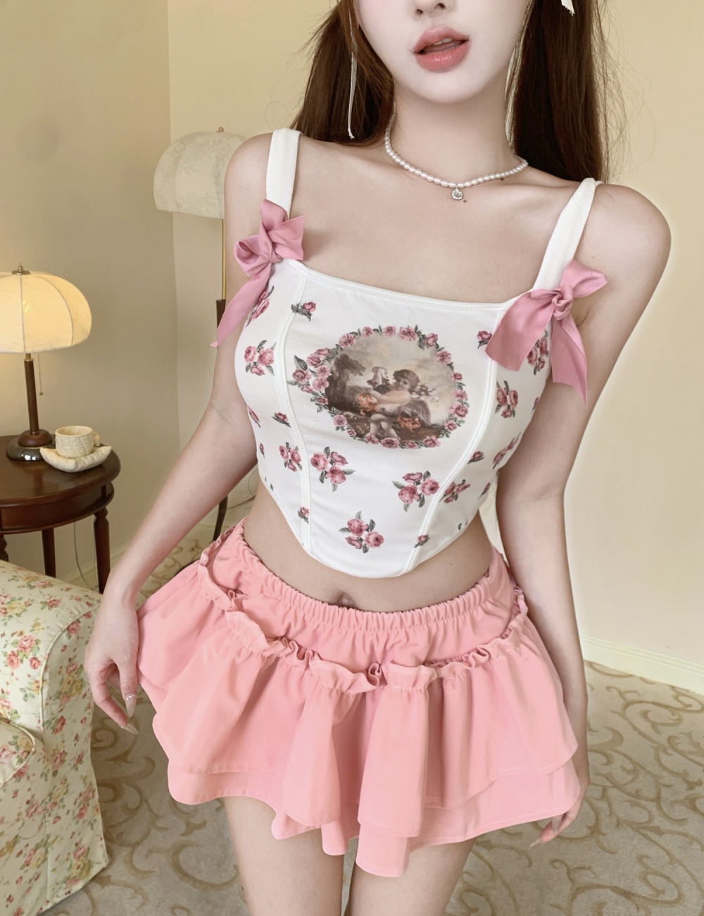 Fashion spicegirl short small sling sweet slim tops for women