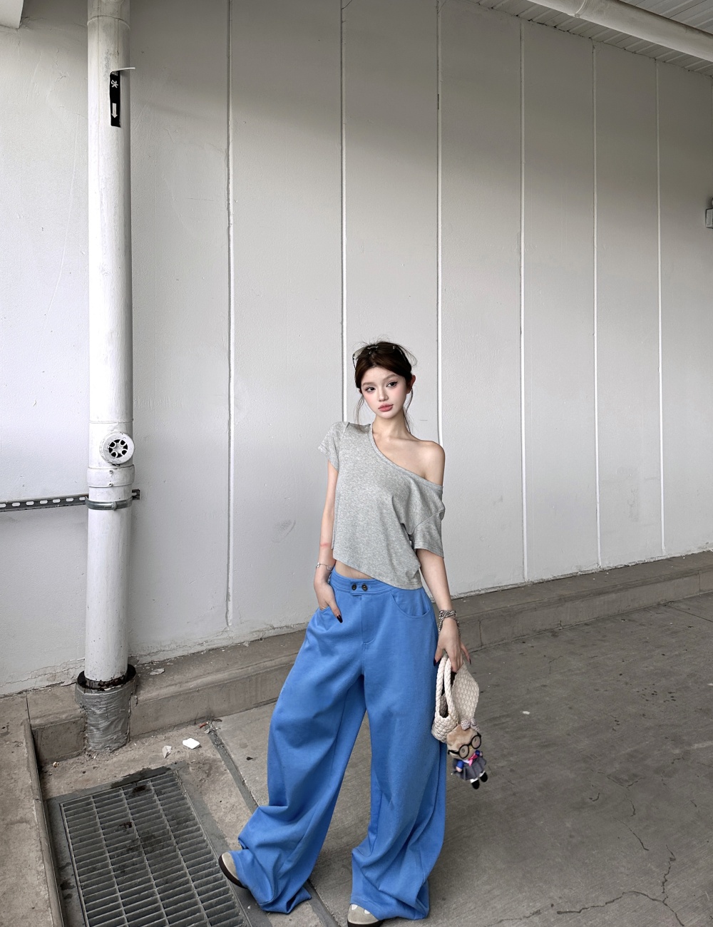 Korean style lazy wide leg pants Casual tops for women