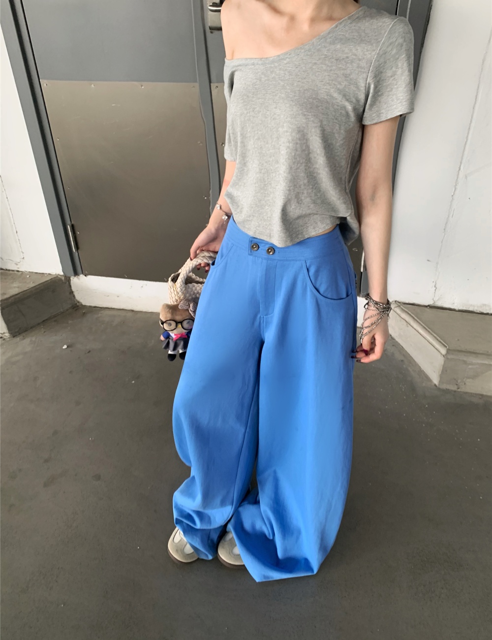 Korean style lazy wide leg pants Casual tops for women