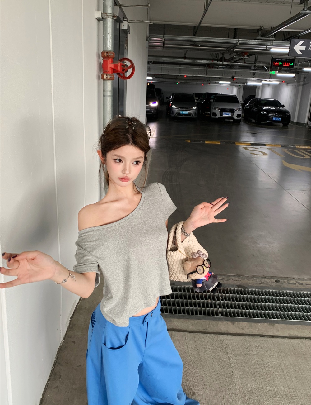 Korean style lazy wide leg pants Casual tops for women